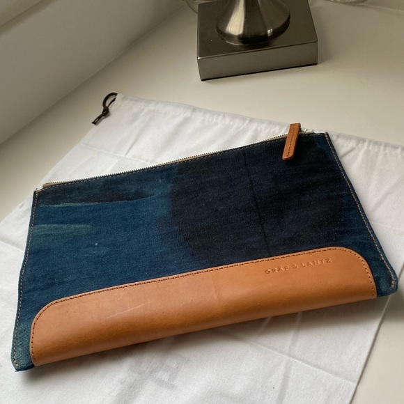 Graf & Lantz Handbags - GRAF & LANTZ Denim- Leather Clutch